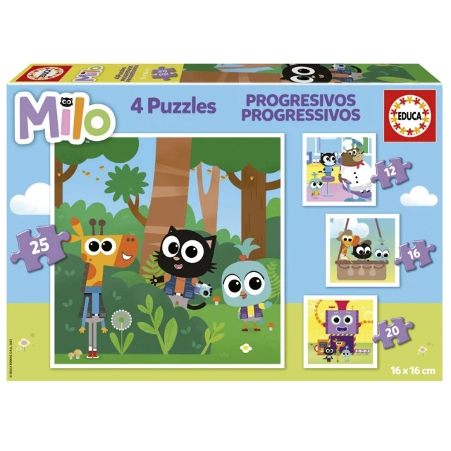 Προοδευτικό παζλ Milo 4 σε 1, 16/12/20/25 τεμάχια