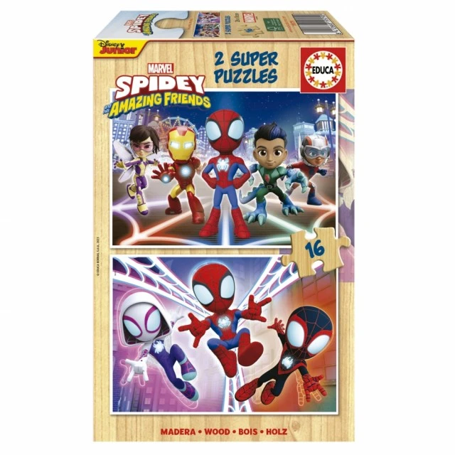 Ο Educa Spidey and his Amazing Friends Wooden Puzzle 2 x 16 Pieces