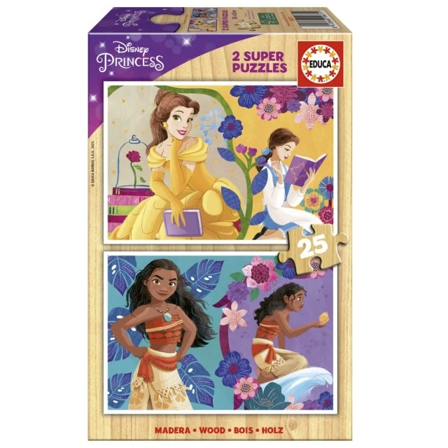 Ξύλινο παζλ Πριγκίπισσες της Disney, 2 x 25 τεμάχια