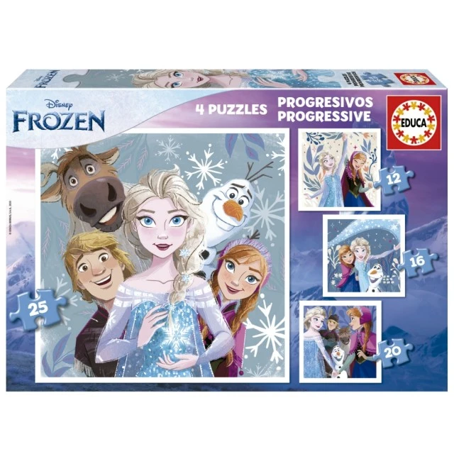 Προοδευτικό παζλ Frozen 4-σε-1, 12/16/20/25 κομμάτια