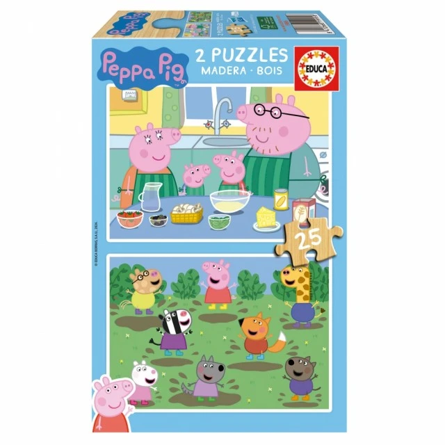 Ξύλινο παζλ Peppa Pig, 2 x 25 τεμάχια