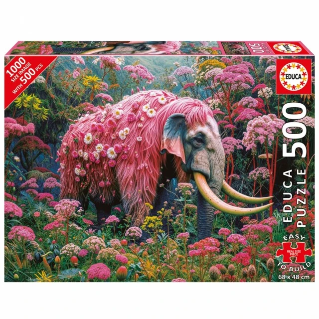 Παζλ, Educa, Elephant με φυτικά μοτίβα, 500 τεμάχια