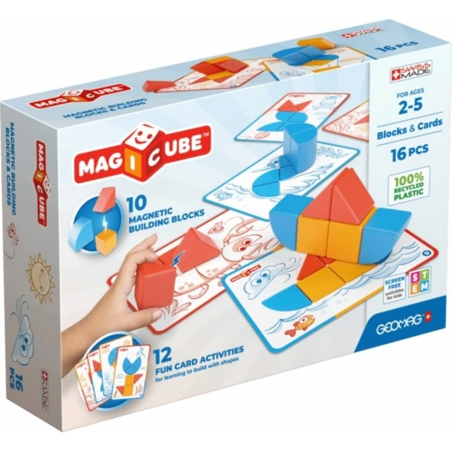 Μαγνητικός κατασκευαστής Magicube, Σχήματα και κάρτες, 16 κομμάτια