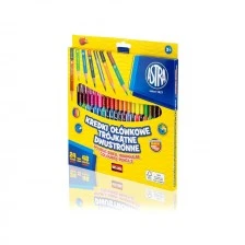 Τριγωνικά χρωματιστά μολύβια διπλής όψης + ξύστρα - 24 τεμ. 48 χρώματα