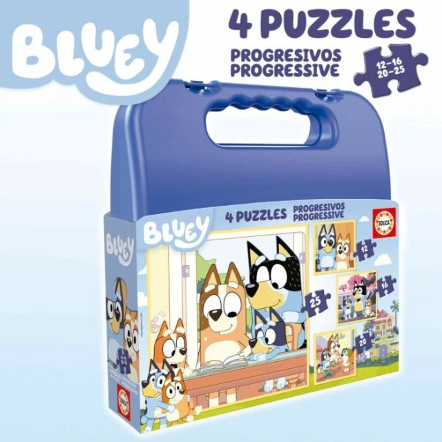 Bluey progressive παζλ σε θήκη, 12-16-20-25 τεμαχίων