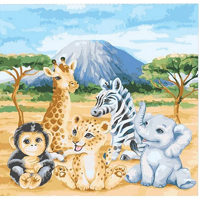 Δημιουργικό κιτ Ζωγραφική με αριθμούς, Safari, 30 x 30 cm