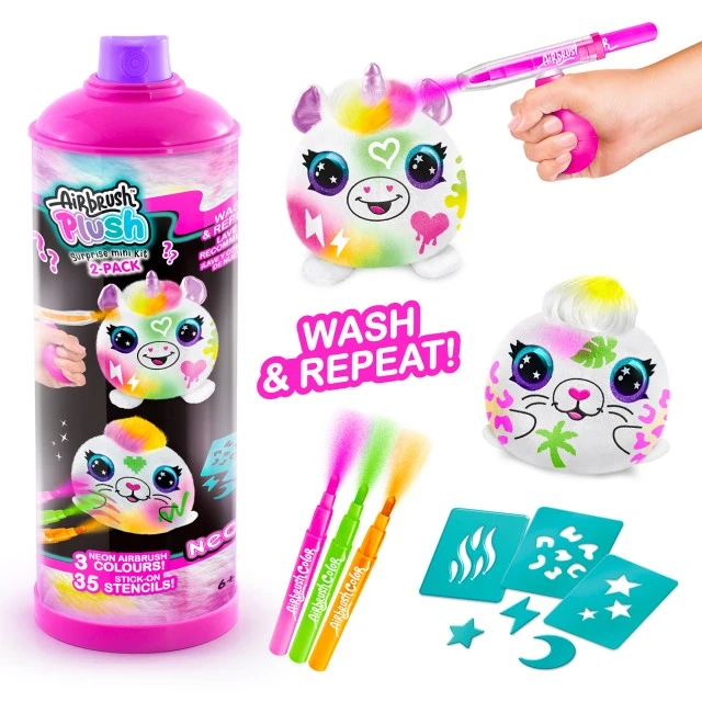 Σετ δημιουργικής δημιουργίας, Canal Toys, Μίνι λούτρινο παιχνίδι για χρωματισμό, Νέον, 10 εκ., 2 τεμάχια