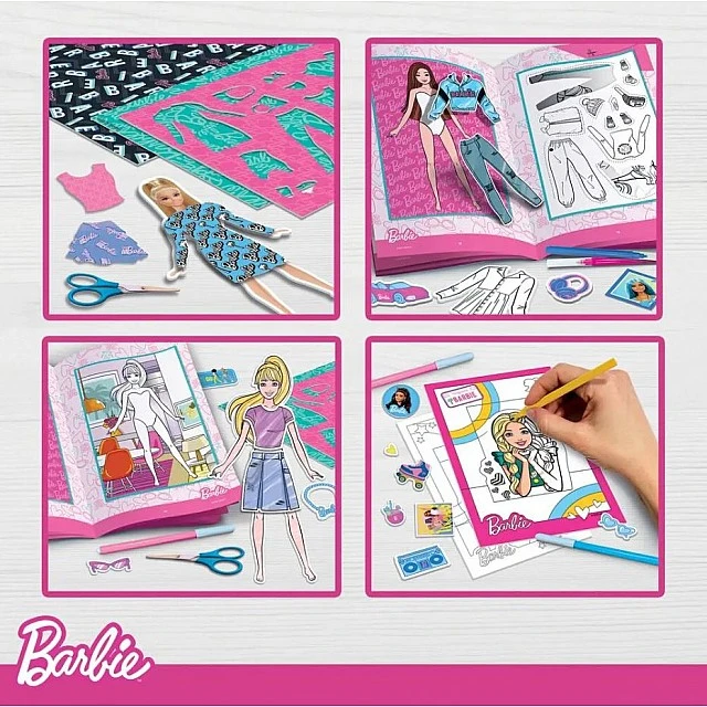 Σετ δημιουργικής δημιουργίας, Lisciani, Barbie, σακίδιο πλάτης 2 σε 1 με σετ σχεδίασης