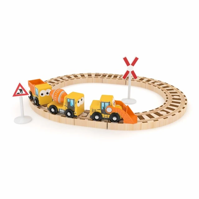 Ξύλινο σιδηροδρομικό σετ J’adore Construction Machines