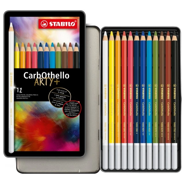 Σετ παστέλ μολύβια, Stabilo, CarbOthello μεταλλικό κουτί ST1412-6, 12 χρώματα