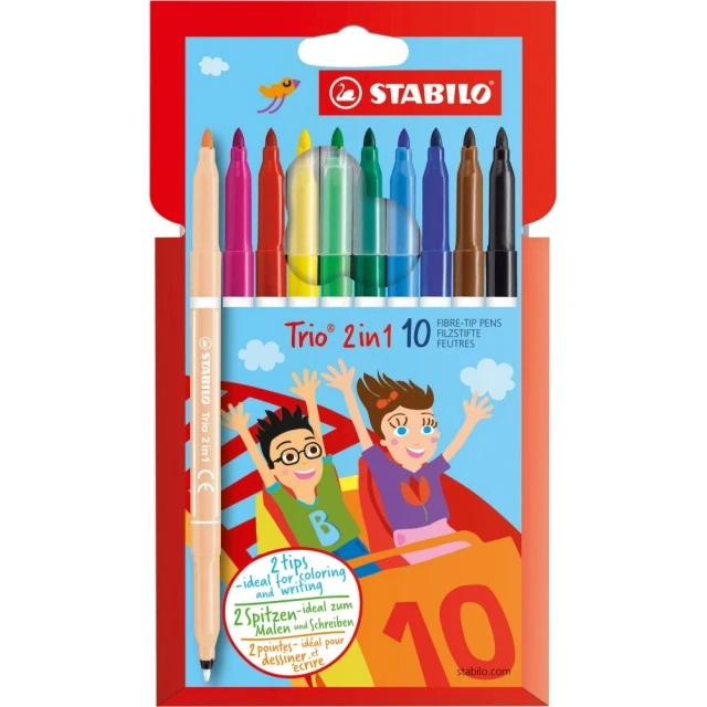 Σετ μαρκαδόροι, Stabilo, Trio 2 σε 1, 10 χρώματα