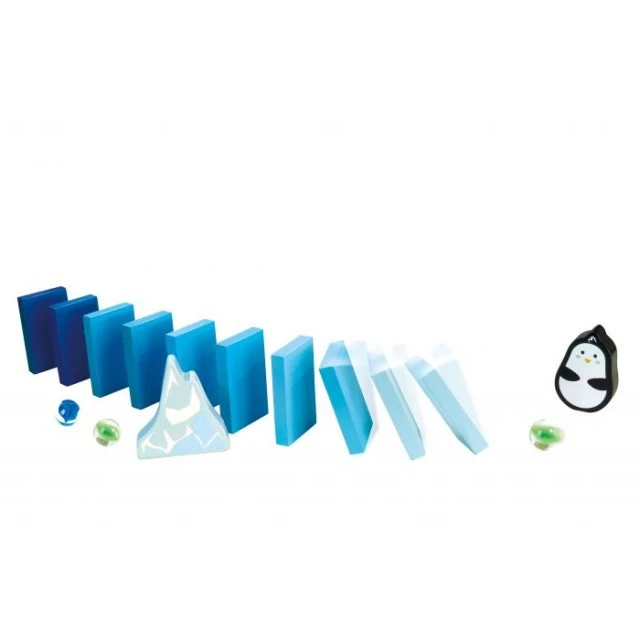 Ξύλινο σετ παιχνιδιών, Hape, Domino, Penguin land, 112 τεμάχια