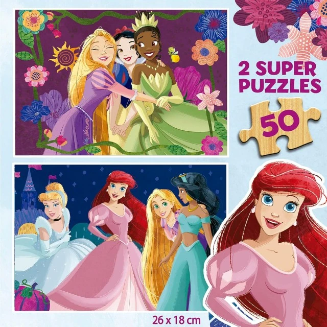 Ξύλινο παζλ Disney princesses 19672, 2 x 25 τεμάχια