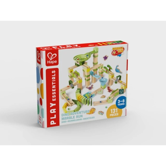 Ξύλινο σετ παιχνιδιών Hape, Domino, Dino adventure, 131 τεμάχια