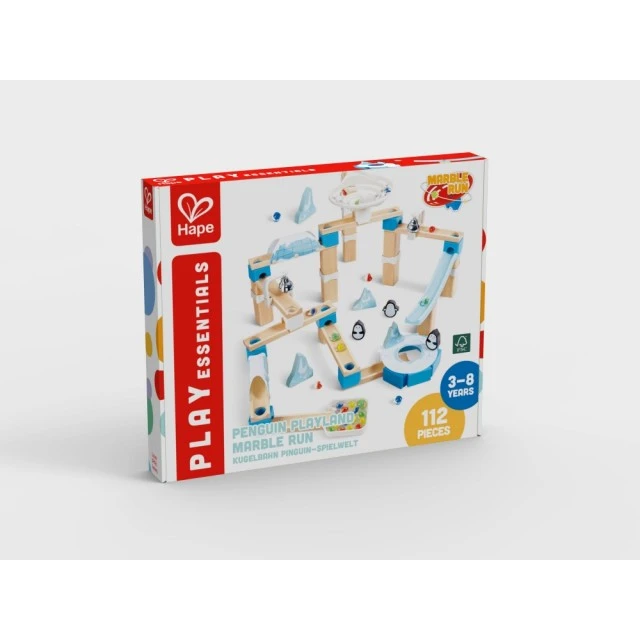 Ξύλινο σετ παιχνιδιών, Hape, Domino, Penguin land, 112 τεμάχια
