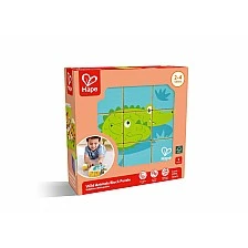 Ξύλινο παζλ με κύβους, Hape, Άγρια ζώα, 9 κομμάτια