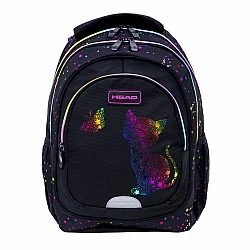 Σχολικό σακίδιο πλάτης, Κεφάλι, Χρυσό εφέ γατακιού, AB330, 39 x 28 x 15 εκ.