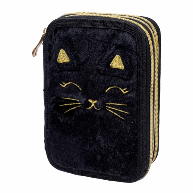 Τριπλή θήκη νιπτήρα με αξεσουάρ, Astra, Fluffy black kitten, AC31, 20,5 x 13 x 6 εκ.