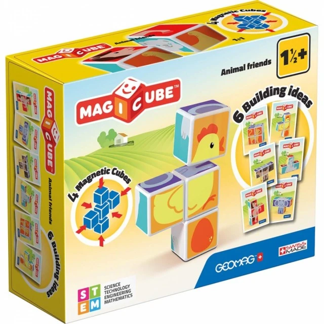 Magicube Magnetic Construction Set, Animals and Cards 132, 11 Pieces