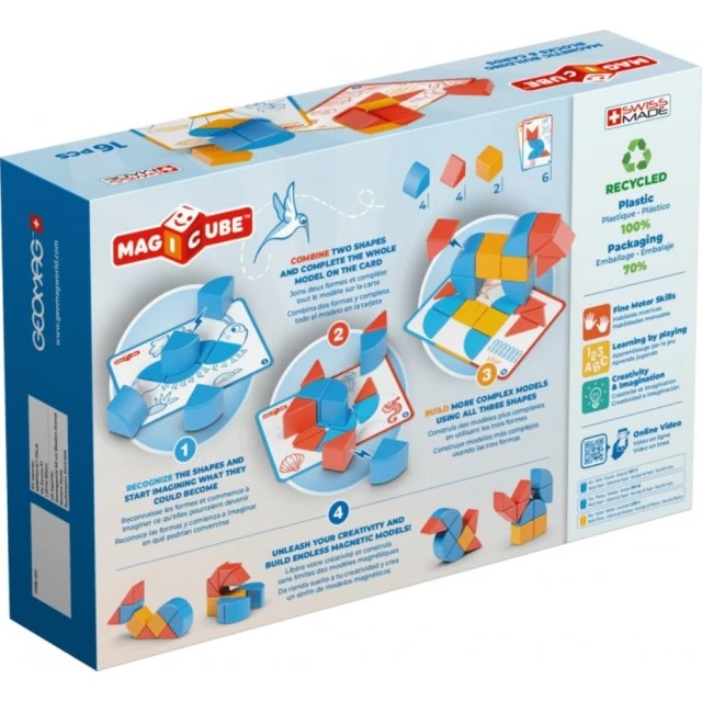 Μαγνητικός κατασκευαστής Magicube, Σχήματα και κάρτες, 16 κομμάτια