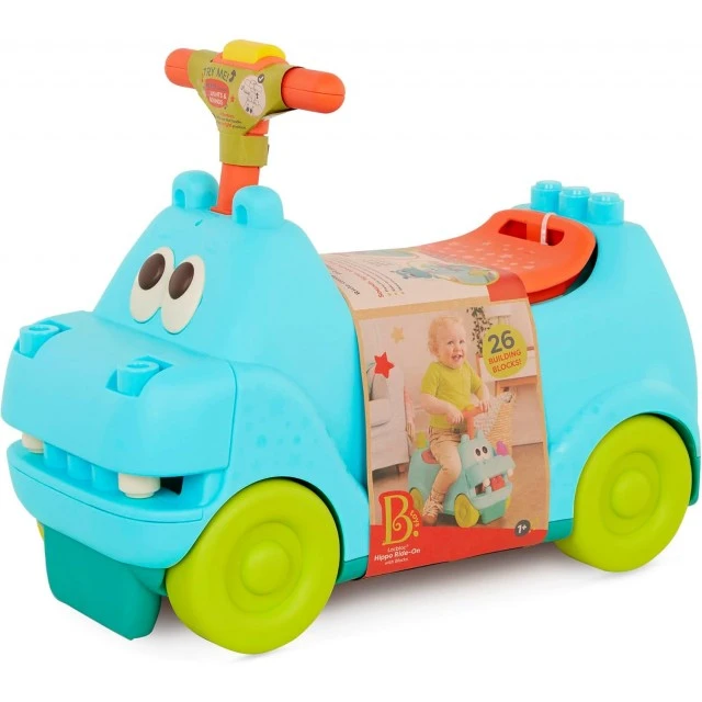 Push car με ήχο, φως και κατασκευή, Battat, Hippopotamus