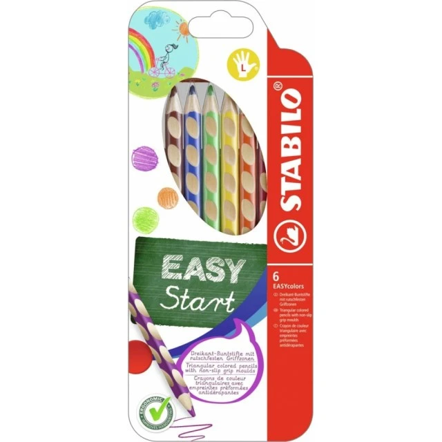 Σετ εργονομικά χρωματιστά μολύβια, Stabilo, EASYcolors δεξιά, ST331/6, 6 χρώματα, αριστερό χέρι