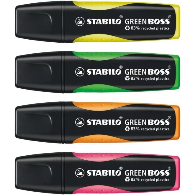 Σετ γραφείου με δείκτες κειμένου, Stabilo Green Boss ST6070/04, 4 χρώματα