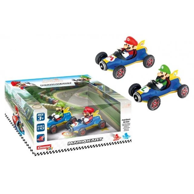 Σετ καροτσιού Pullback, Carrera, Super Mario, Mario και Luigi, 2 τεμάχια