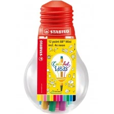 Σετ μίνι μαρκαδόροι, Stabilo, Point 88 σε λάμπα, 12 τεμάχια