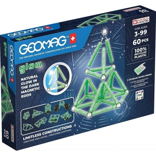 Magnetic constructor Glow 338, 60 εξαρτήματα