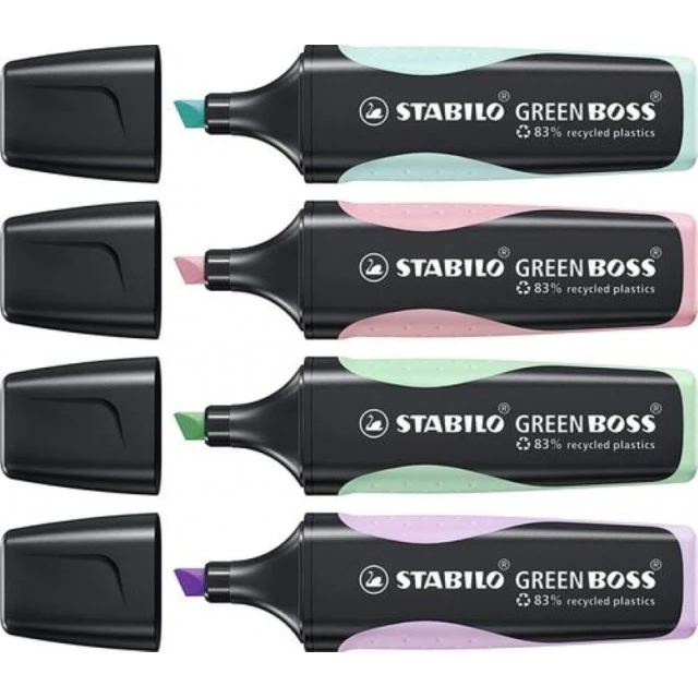 Σετ μαρκαδόρων κειμένου, Stabilo, Green Boss ST6070/4-2 παστέλ, 4 χρώματα