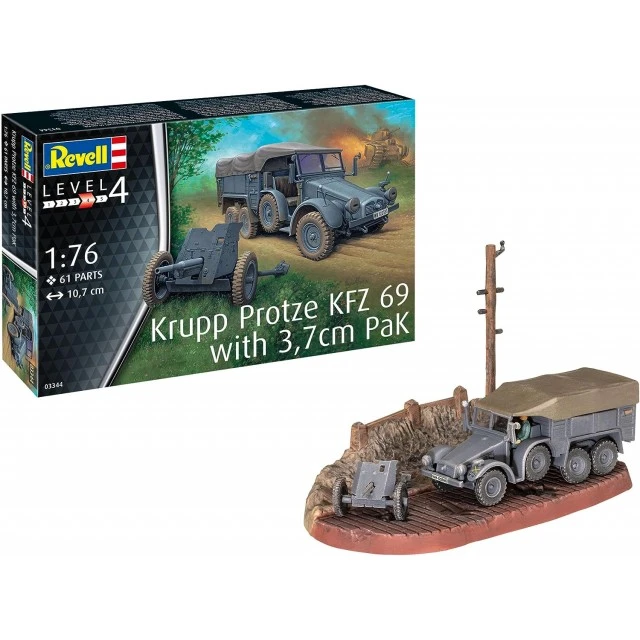 Συναρμολογημένο μοντέλο Krupp Protze KFZ 69 με 3,7 cm Pak, 61 μέρη