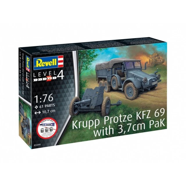 Μοντέλο συναρμολόγησης, Revell, φορτηγό σετ μίζας Krupp Protze KFZ 69 3,7cm, 61 εξαρτήματα