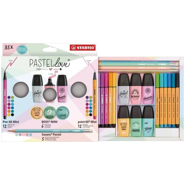 Σετ συνδυασμού, Stabilo, Pastellove ST77/5-9, 35 τεμάχια