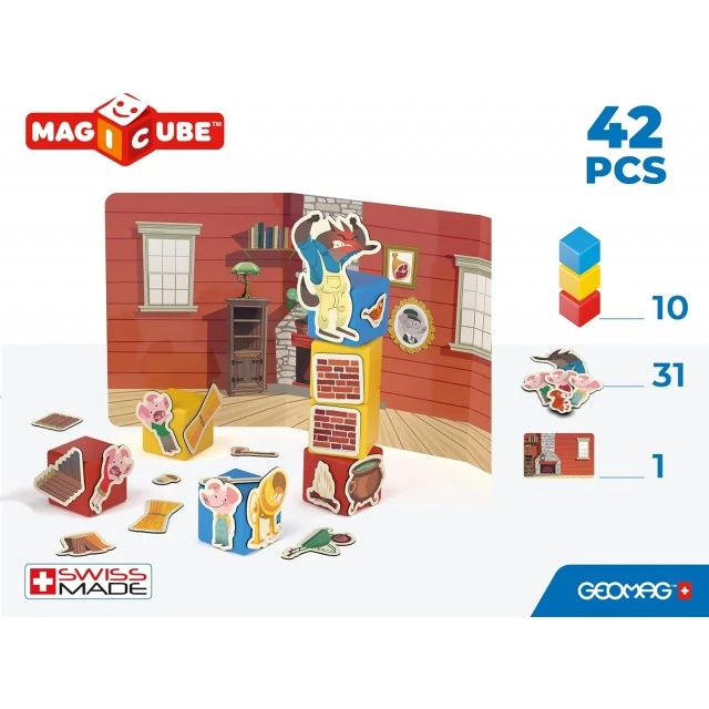 Μαγνητικός κατασκευαστής Magicube, Story Building 118, Τα τρία μικρά γουρουνάκια, 42 κομμάτια