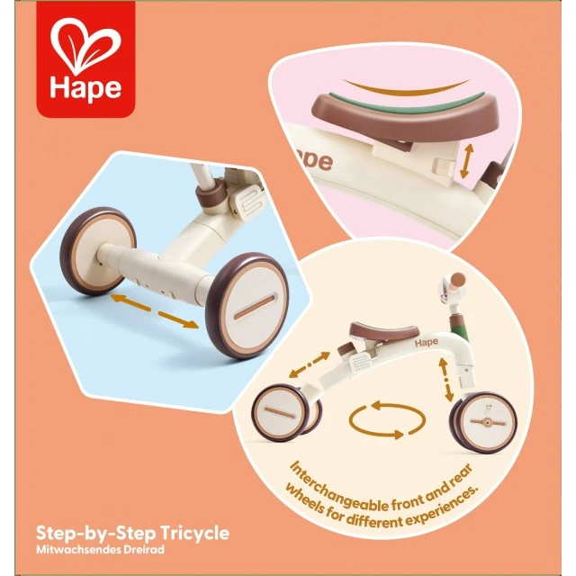 Ξύλινος τροχός ισορροπίας, Hape, Βήμα προς βήμα