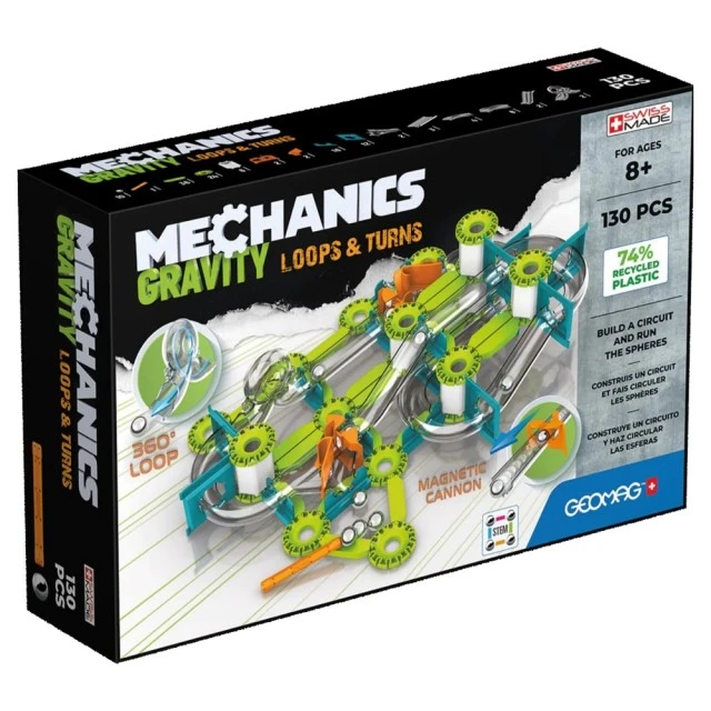 Mechanics 760 Magnetic Constructor, Loops and Turns, 130 Pieces