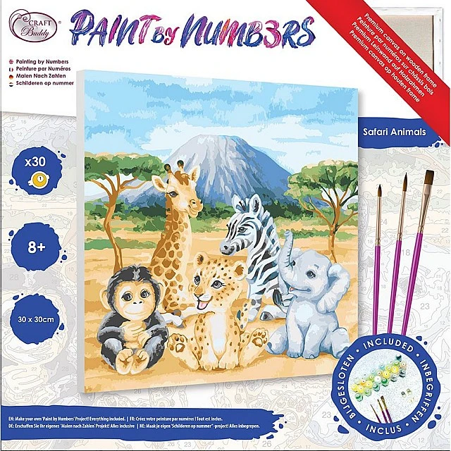 Δημιουργικό κιτ Ζωγραφική με αριθμούς, Safari, 30 x 30 cm