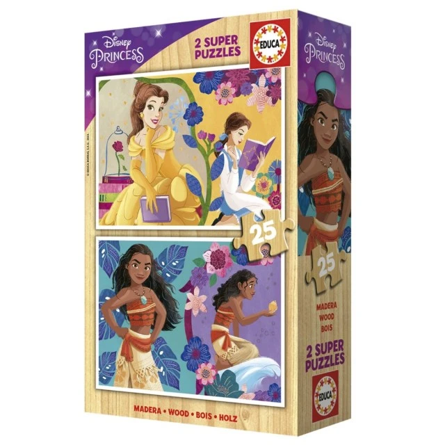 Ξύλινο παζλ Πριγκίπισσες της Disney, 2 x 25 τεμάχια