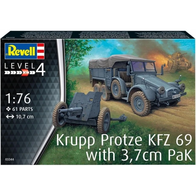 Συναρμολογημένο μοντέλο Krupp Protze KFZ 69 με 3,7 cm Pak, 61 μέρη