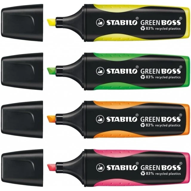 Σετ γραφείου με δείκτες κειμένου, Stabilo Green Boss ST6070/04, 4 χρώματα