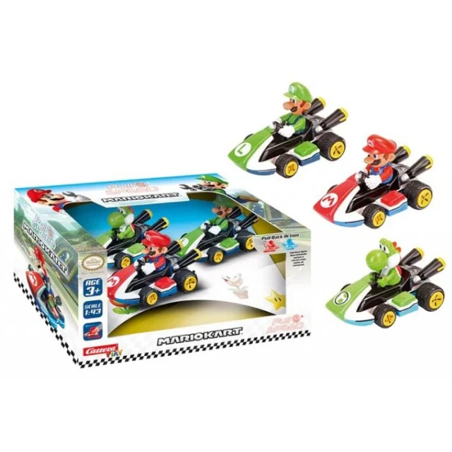Σετ καροτσιού Pullback, Carrera, Super Mario, Mario, Luigi και Yoshi, 3 τεμάχια