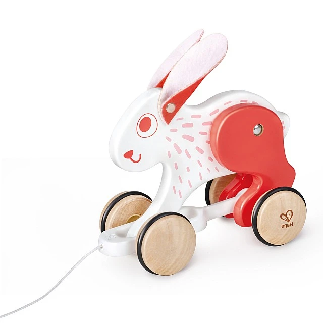 Ξύλινο παιχνίδι έλξης, Hape, Rabbit, 24 x 11 x 20 cm