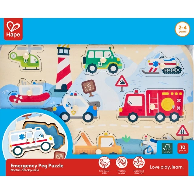 Ξύλινο παιχνίδι παζλ, Hape, Έκτακτης Ανάγκης, 10 κομμάτια