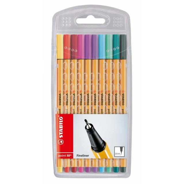Σετ Fineliner, Stabilo, Point 88 fine 0,4, 10 χρώματα