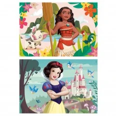 Ξύλινο παζλ Disney Princess, Vaiana and Snow White, 2 x 50 τεμάχια
