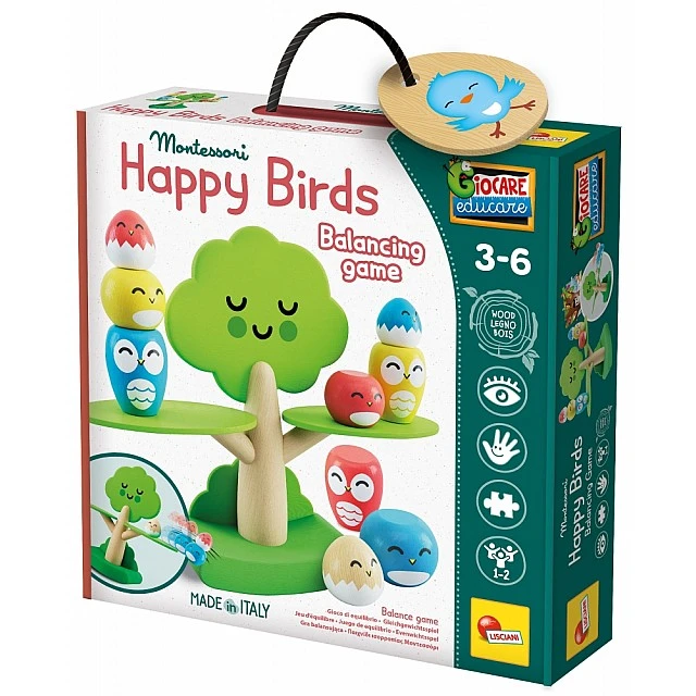Ξύλινο παιχνίδι ισορροπίας, Lisciani, Happy Birds