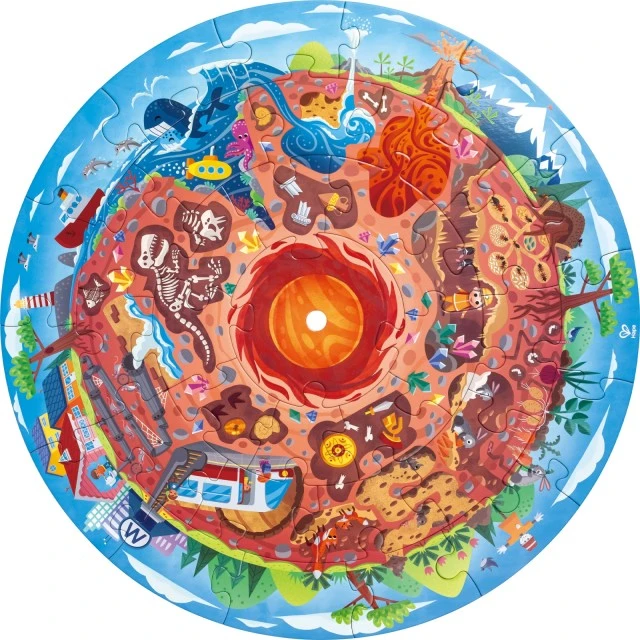 Εκπαιδευτικό παζλ δαπέδου, Hape, The Center of the Earth, 57,5 cm, 36 τεμάχια