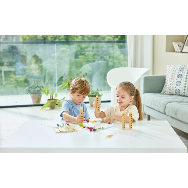 Ξύλινο παιχνίδι, Hape, Bamboo Rapido, μπαστούνια μπαμπού και συνδυασμοί χρωμάτων