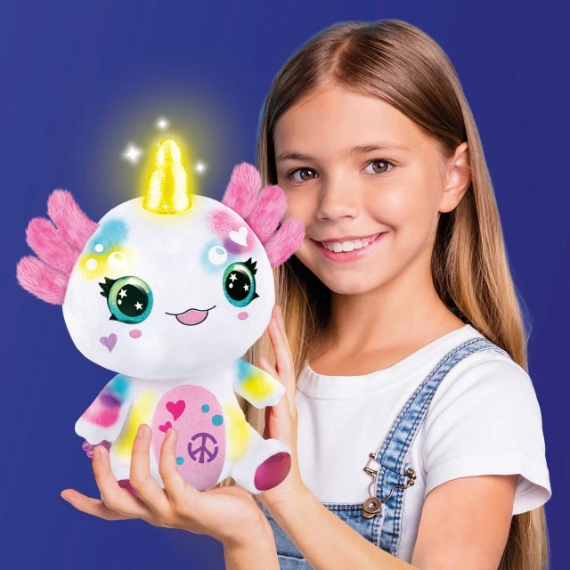Σετ δημιουργικού, Canal Toys, Λούτρινο παιχνίδι για χρωματισμό, Αξολότλ με φωτιζόμενο κέρατο